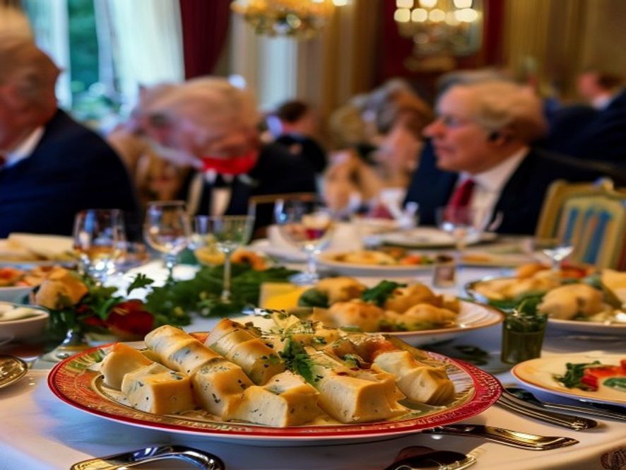Un dîner d'État britannique propose des plats traditionnels... et des raviolis au tofu